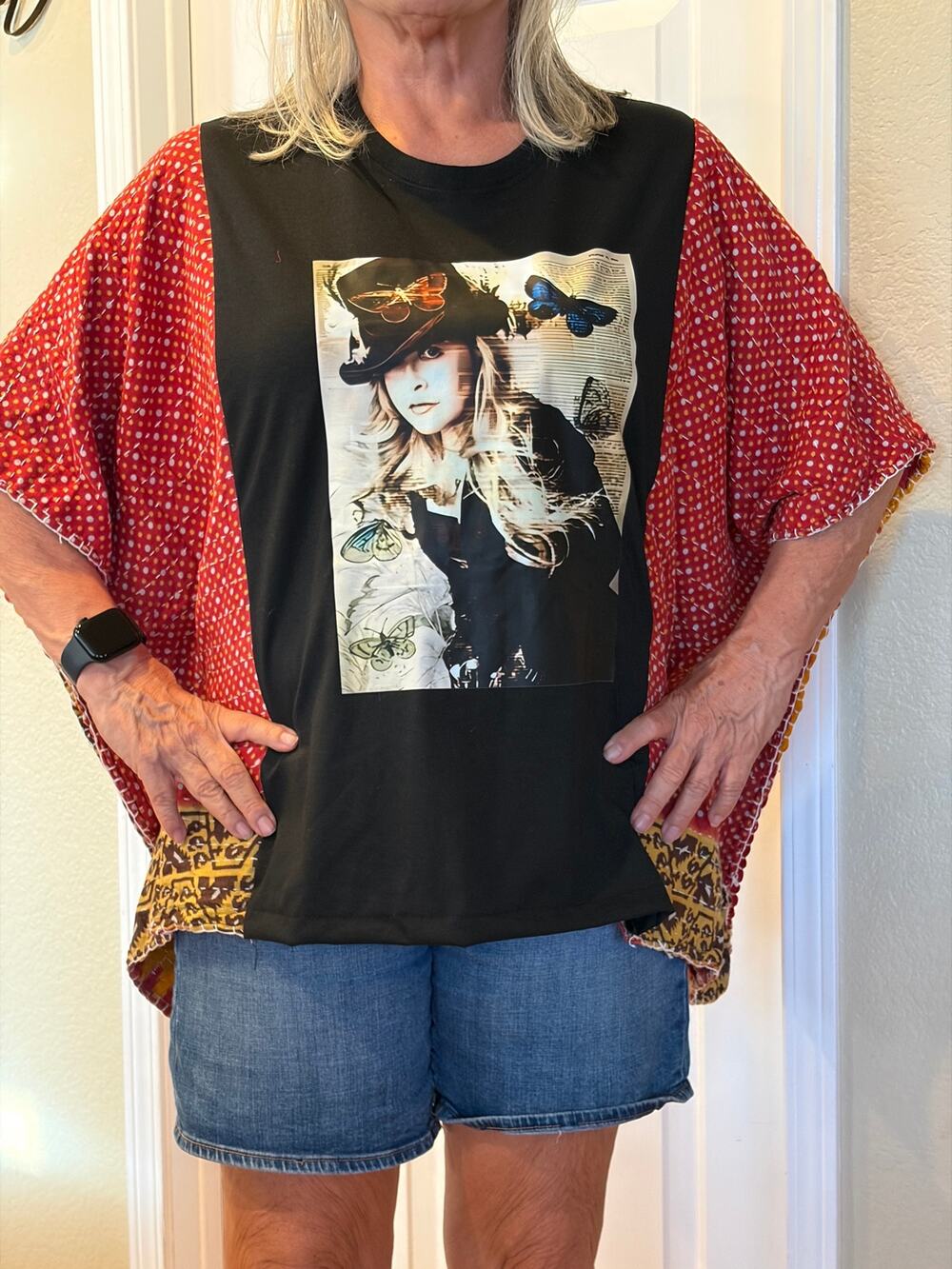 Stevie Nicks Upcycled Kantha Tunic Top Shirt OS Handmade Boho